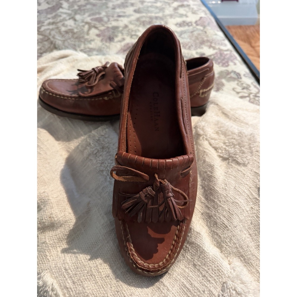 COLE HAAN Country 6693 Men's Handsewn Leather Kiltie Tassel Loafers Brown 9.5